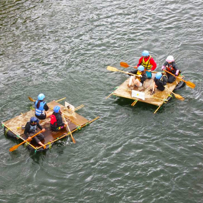 Raft building & Riding down Shiribetsu River  / Niseko
