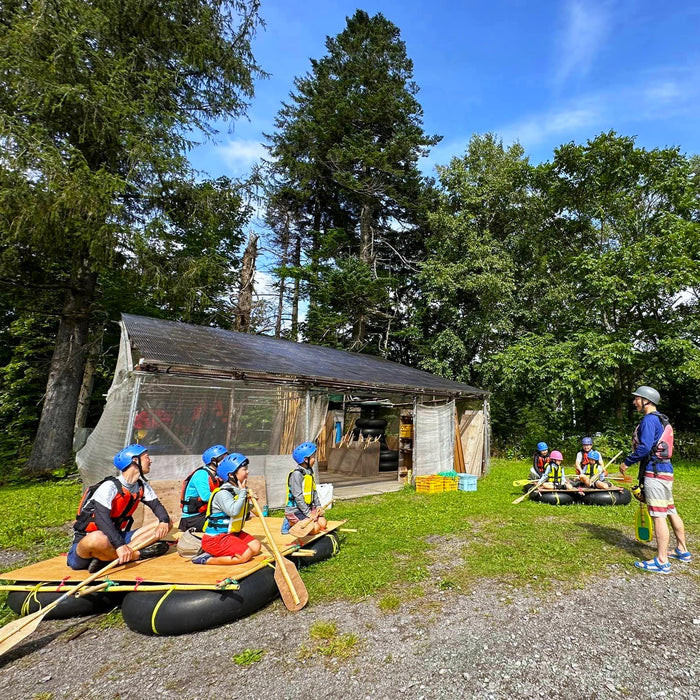 Raft building & Riding down Shiribetsu River  / Niseko