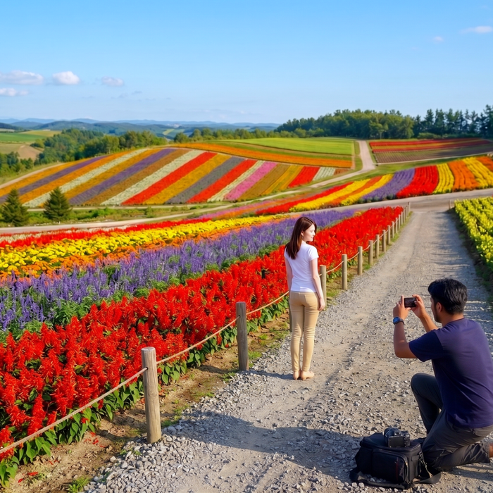 Guided e-bike tour (Shikisai-no-oka) / Biei