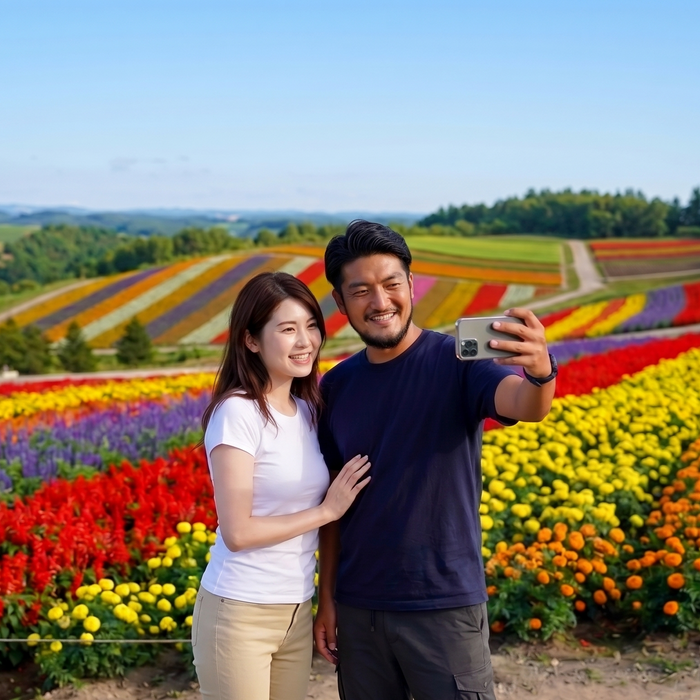 Guided e-bike tour (Shikisai-no-oka) / Biei