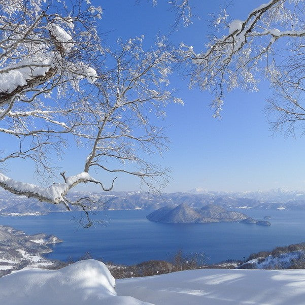 Snowshoe trekking  on the shores of Lake Toya / Toya